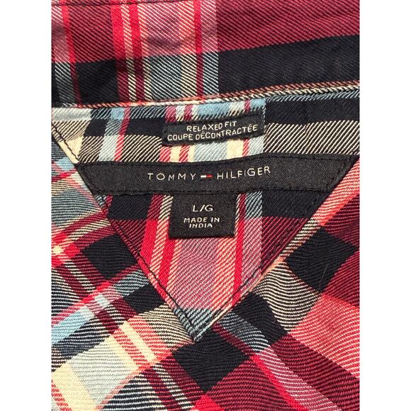 Tommy Hilfiger Tunic Blouse Button-Up Long Sleeve Women’s L Navy/Fuchsia/White - Picture 9 of 9